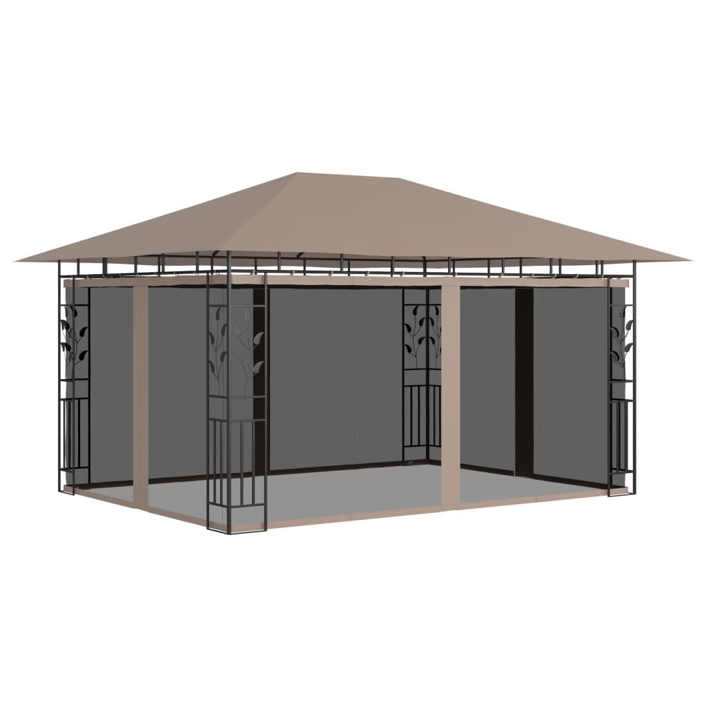 vidaXL Κιόσκι με Αντικουνουπικό Δίχτυ Taupe 4x3x2,73 μ. / 180 γρ./μ²