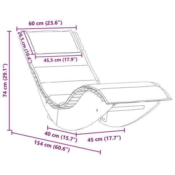 vidaXL Ξαπλώστρα 2 pcs Καφέ 60 x 154 x 74εκ Μασίφ ξύλο ακακίας