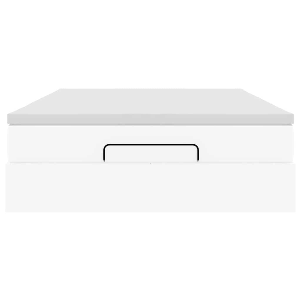 vidaXL Οθωμανικό κρεβάτι με στρώμα Λευκό 140x200cm Faux Leather