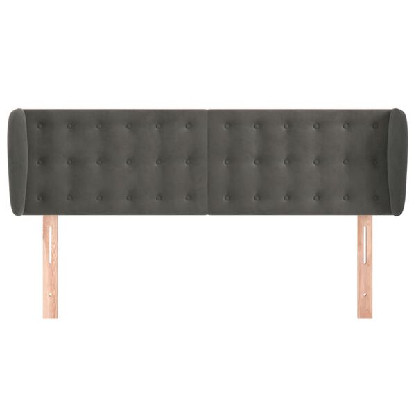 vidaXL Κεφαλάρι με Πτερύγια Σκούρο Γκρι 147x23x78/88 εκ. Βελούδινο