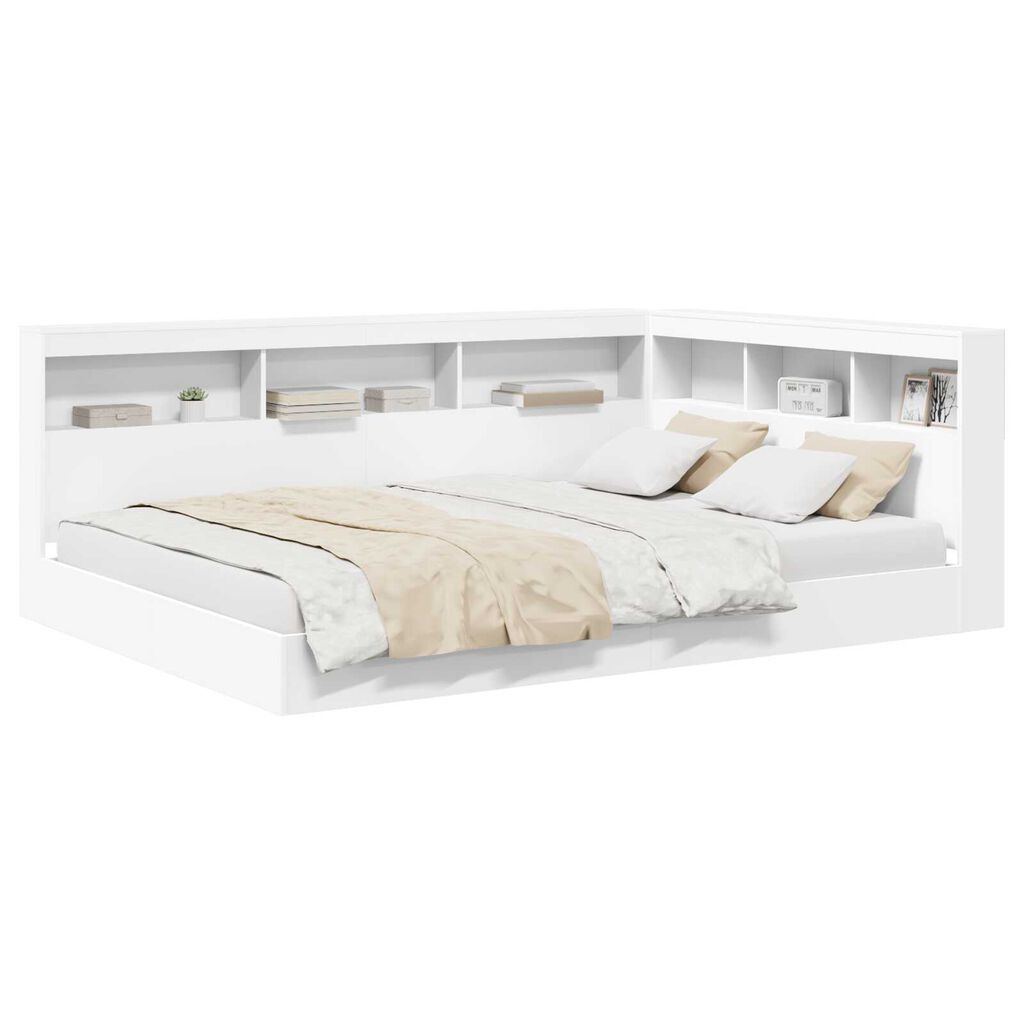 vidaXL Κρεβάτι Βιβλιοθήκης Λευκό 150x200 εκ. Επεξεργασμένο Ξύλο