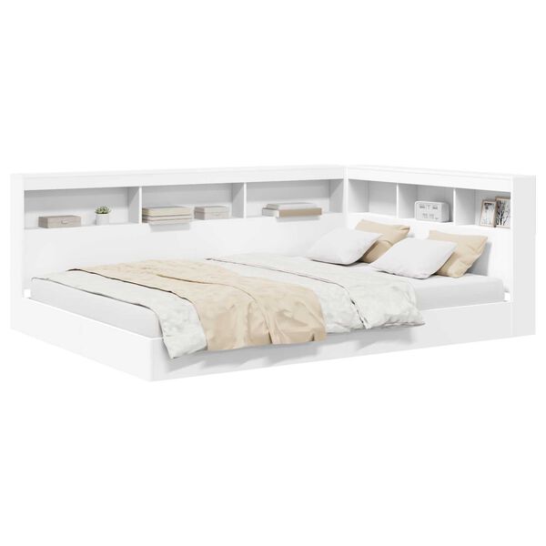 vidaXL Κρεβάτι Βιβλιοθήκης Λευκό 150x200 εκ. Επεξεργασμένο Ξύλο