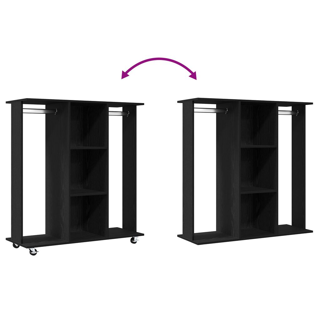 vidaXL Ντουλάπα με Ρόδες Μαύρη Δρυς 102x38x110 εκ Επεξεργασμένο Ξύλο