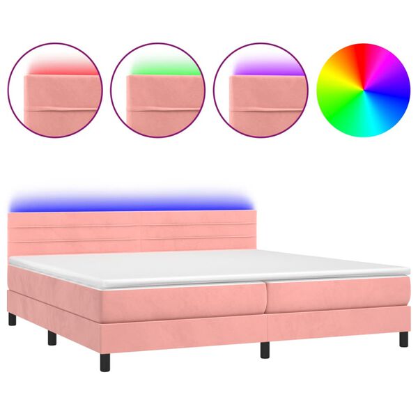 vidaXL &Kappa;&rho;&epsilon;&beta;ά&tau;&iota; Boxspring &mu;&epsilon; &Sigma;&tau;&rho;ώ&mu;&alpha; & LED &Rho;&omicron;&zeta; 200x200 &epsilon;&kappa;. &Beta;&epsilon;&lambda;&omicron;ύ&delta;&iota;&nu;&omicron;