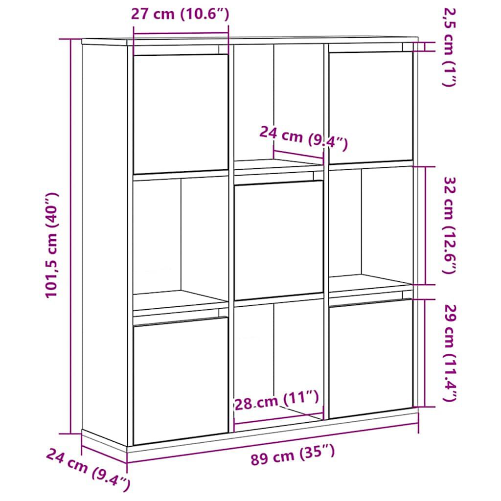 vidaXL Βιβλιοθήκη Καπνιστή Δρυς 89x24x101,5 εκ. από Επεξεργασμένο Ξύλο