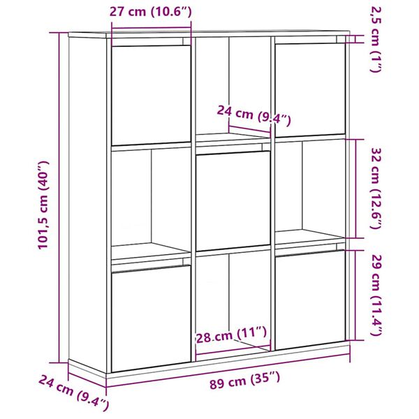 vidaXL Βιβλιοθήκη Καπνιστή Δρυς 89x24x101,5 εκ. από Επεξεργασμένο Ξύλο