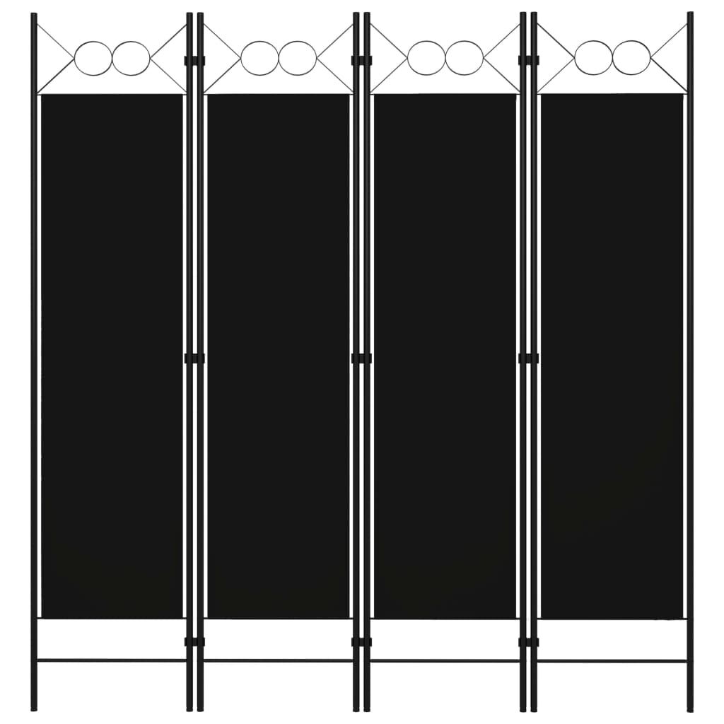 vidaXL Διαχωριστικό Δωματίου με 4 Πάνελ Μαύρο 160 x 180 εκ.