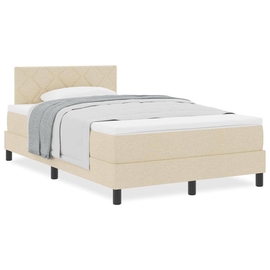 vidaXL Κρεβάτι με Στρώμα Κρέμ 120x190 cm Υφασμάτινο