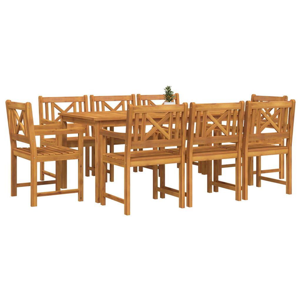 vidaXL Σέτ φαγητού για κήπο 9 pcs Καφέ Μασίφ ξύλο ακακίας