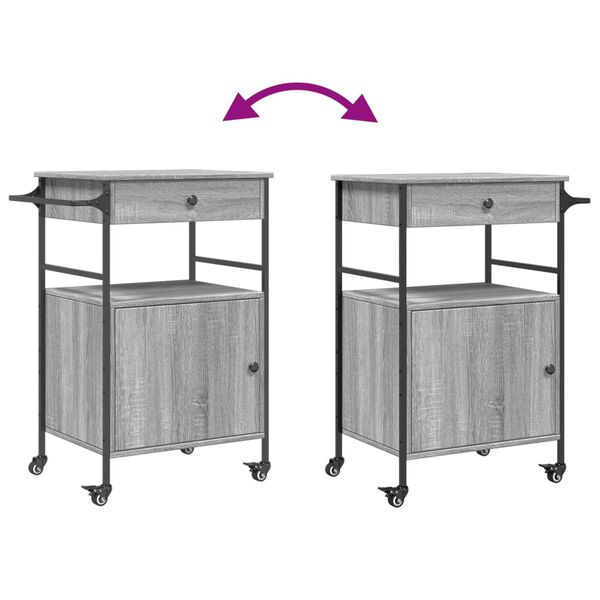 vidaXL Τρόλεϊ Κουζίνας Sonoma Γκρι 56x43x89,5 εκ. Επεξεργασμένο Ξύλο
