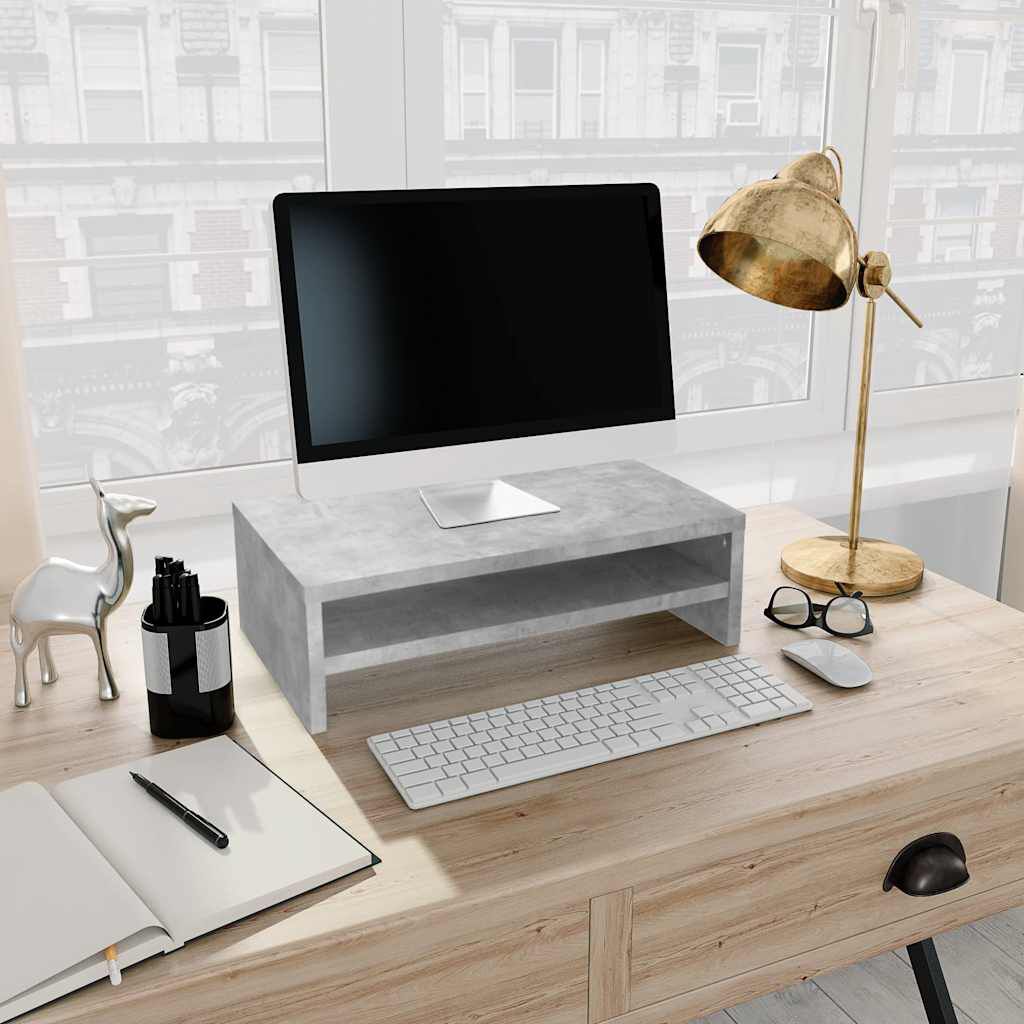 vidaXL Βάση Οθόνης Γκρι του Σκυροδέματος 42x24x13 εκ. από Επεξ. Ξύλο