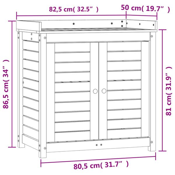 vidaXL Τραπέζι Κηπουρικής με Ράφια 82,5x50x86,5 εκ. Εμποτ. Ξύλο Πεύκου