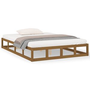 vidaXL Σκελετός κρεβατιού Honey Brown 150x200 cm King Size Μασίφ Ξύλο