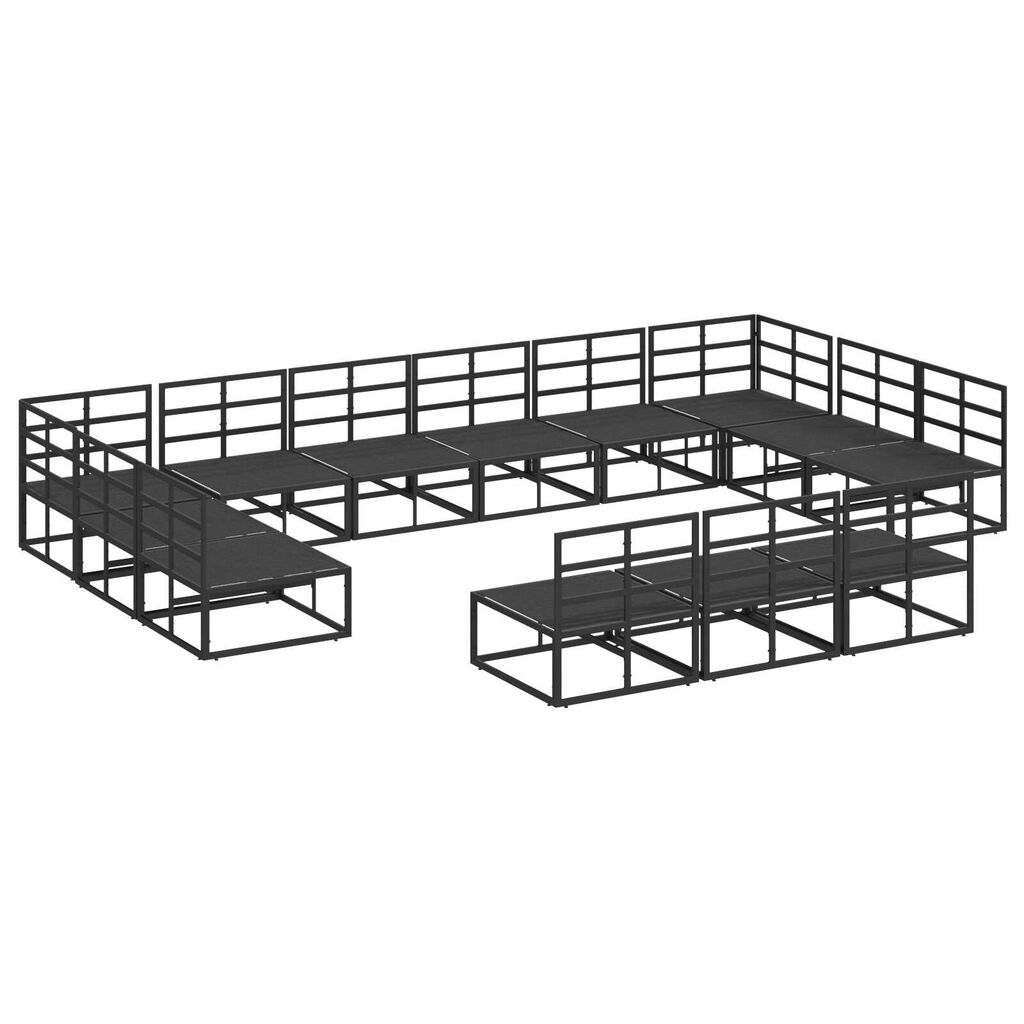 vidaXL Σετ Καναπέ Κήπου με μαξιλάρι με μαξιλάρι 13 pcs Μαύρο Αλουμίνιο
