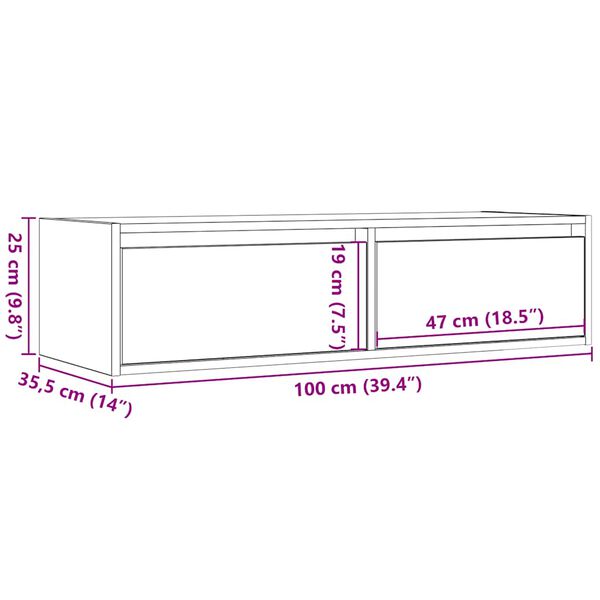 vidaXL Έπιπλο Τηλεόρασης με LED Γκρι Σκυροδέματος 100X35,5x25 εκ.