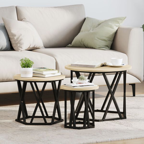 vidaXL Κομοδίνο Μονάδας 3 pcs Sonoma Δρυς 53 x 53 x 40 cm