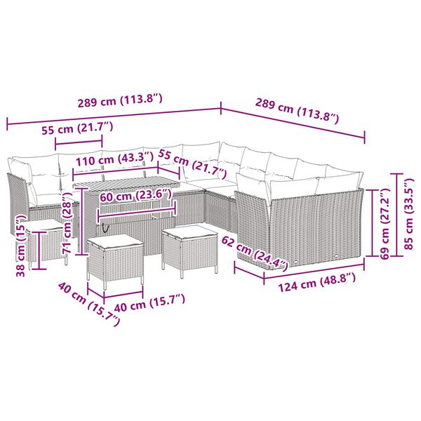 vidaXL &Sigma;&epsilon;&tau; &Kappa;&alpha;&nu;&alpha;&pi;έ &Kappa;ή&pi;&omicron;&upsilon; &mu;&epsilon; &mu;&alpha;&xi;&iota;&lambda;ά&rho;&iota; 14 pcs &Mu;&alpha;ύ&rho;&omicron; &sigma;&upsilon;&nu;&theta;&epsilon;&tau;&iota;&kappa;ό &rho;&alpha;&tau;ά&nu;