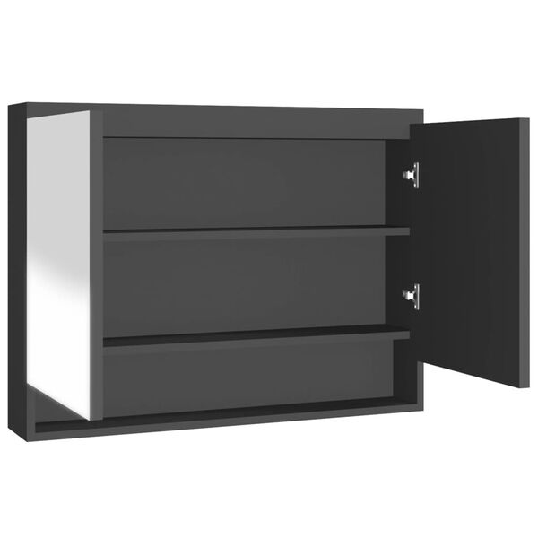 vidaXL Ντουλάπι Μπάνιου με Καθρέφτη 80x15x60 εκ. Ανθρακί από MDF