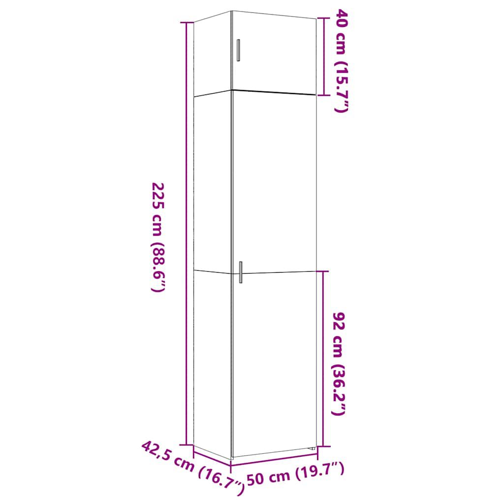 vidaXL Ντουλάπι Αποθήκευσης Στενό Δρυς 50x42,5x225 εκ. Επεξεργ. Ξύλο