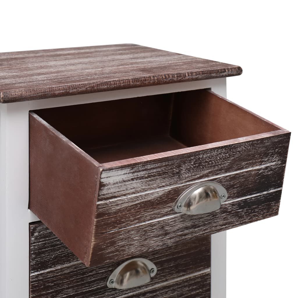 vidaXL Κομοδίνο Καφέ και Λευκό 38 x 28 x 45 εκ. από Ξύλο Παυλώνιας