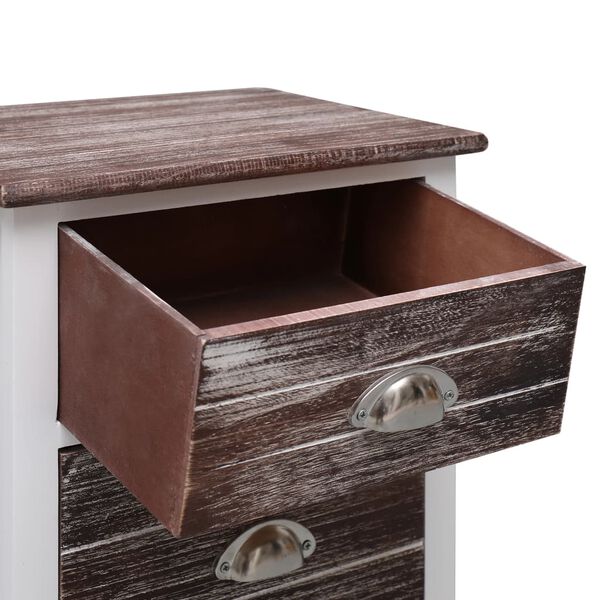 vidaXL Κομοδίνο Καφέ και Λευκό 38 x 28 x 45 εκ. από Ξύλο Παυλώνιας