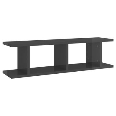 vidaXL Ραφιέρες Τοίχου 2 τεμ. Γυαλιστερό Γκρι 75x18x20 εκ. Επεξ. Ξύλο