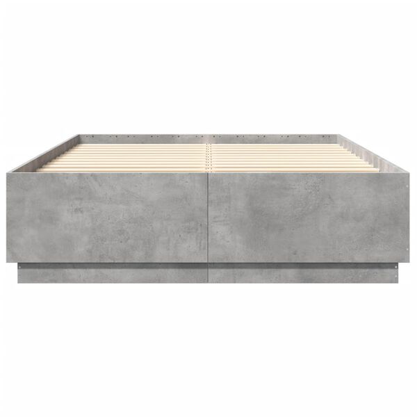vidaXL Πλαίσιο Κρεβατιού Γκρι Σκυροδέματος 150x200 εκ. Επεξεργ. Ξύλο