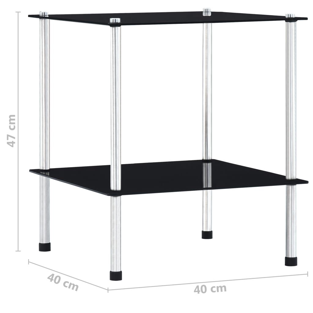 vidaXL Ραφιέρα 2 Επιπέδων Μαύρη 40 x 40 x 47 εκ. από Ψημένο Γυαλί