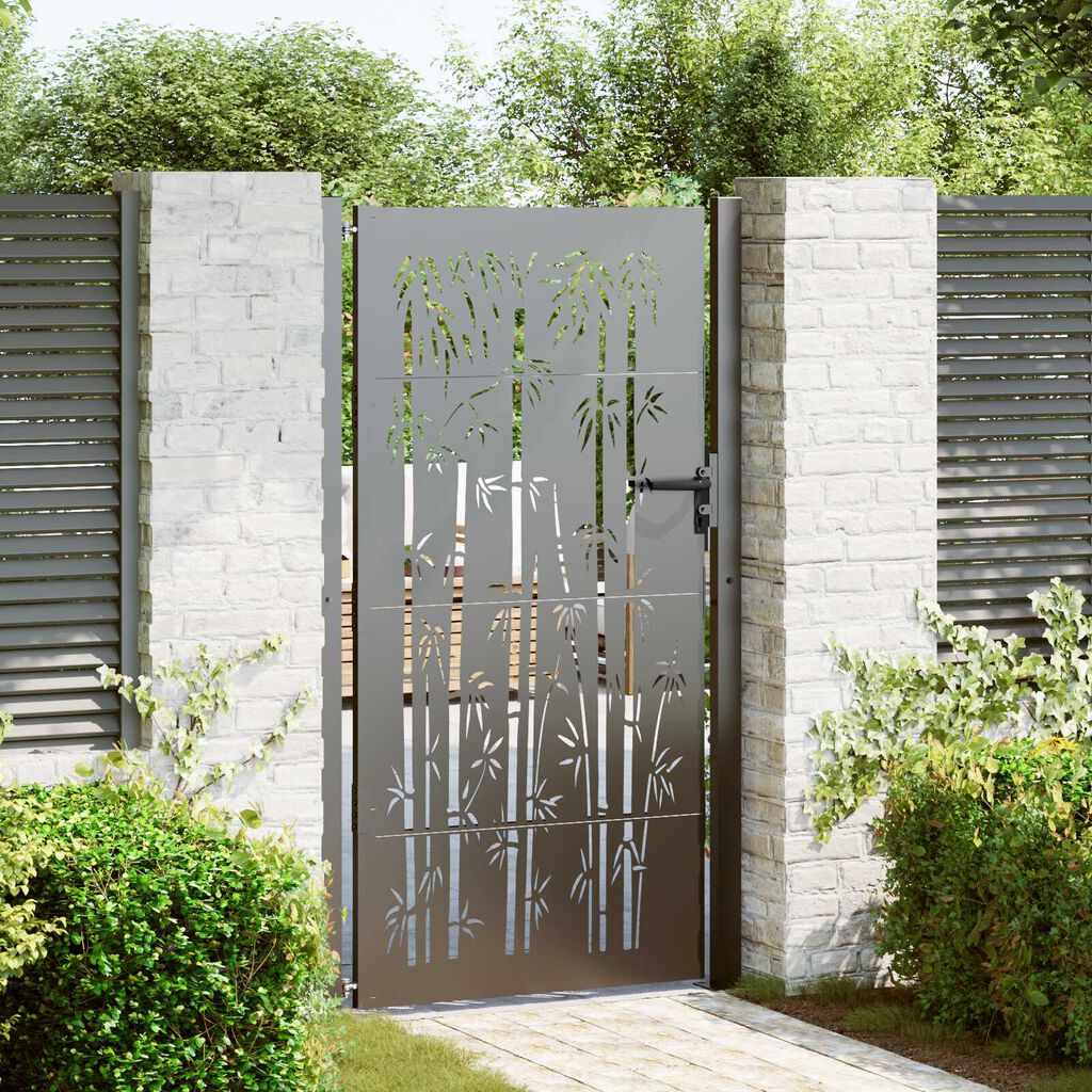 vidaXL Πύλη Κήπου Άλλο Μαύρο 105 x 175 cm Ατσάλι με Επικάλυψη Πούδρας