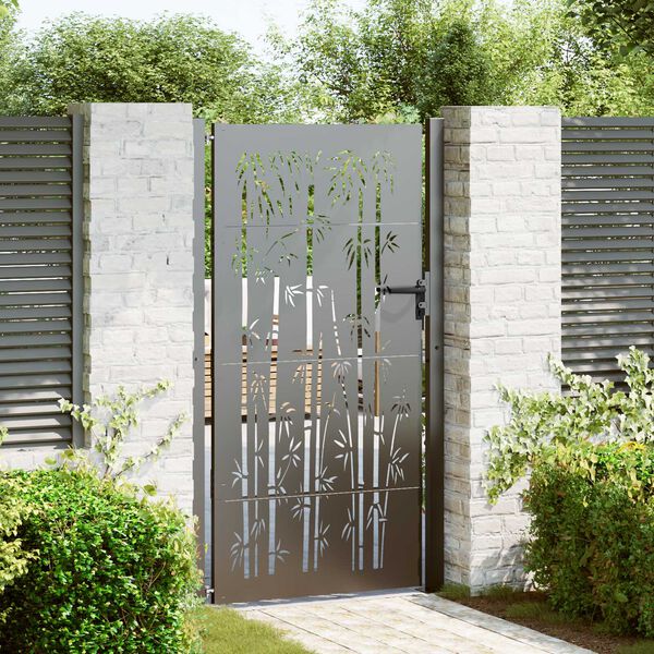 vidaXL Πύλη Κήπου Άλλο Μαύρο 105 x 175 cm Ατσάλι με Επικάλυψη Πούδρας