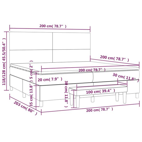 vidaXL Κρεβάτι Boxspring με Στρώμα Μαύρο 200x200 εκ. Βελούδινο