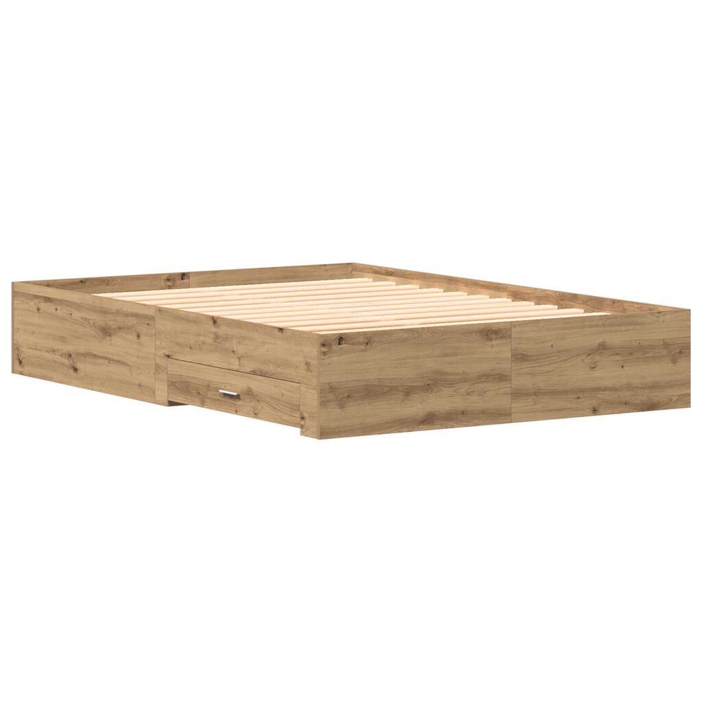 vidaXL Κρεβάτι με Συρτάρια Artisan Oak 135x190 cm Κατασκευασμένη Ξυλεία
