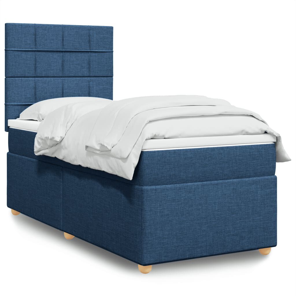 vidaXL Κρεβάτι Boxspring με Στρώμα Μπλε 80x200 εκ. Υφασμάτινο