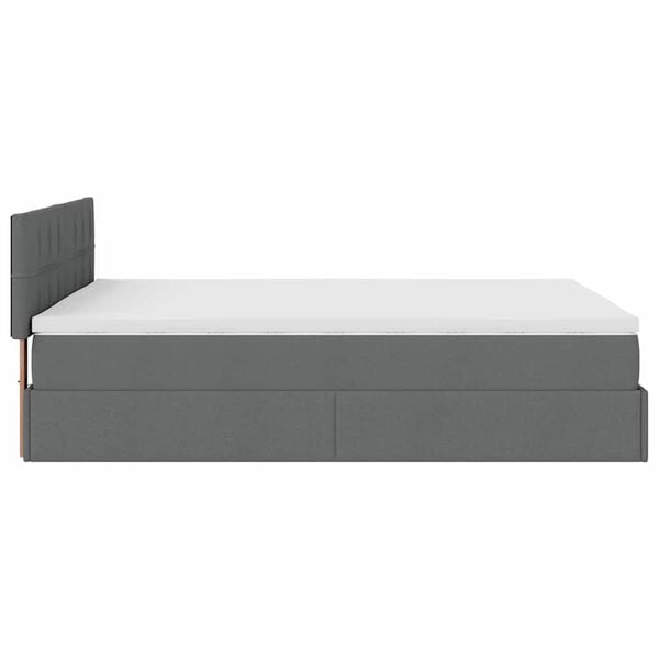 vidaXL Οθωμανικό κρεβάτι με στρώμα & LEDs Σκούρο γκρι 140x200cm Ύφασμα