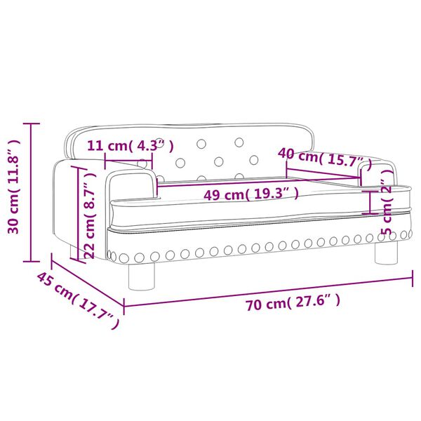 vidaXL Καναπές Παιδικός Μαύρο 70 x 45 x 30 εκ. από Βελούδο