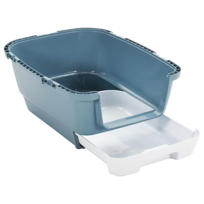 vidaXL Τουαλέτα Γάτας με Καπάκι Λευκή/Μπλε 58x45x48 εκ. Πολυπροπυλένιο