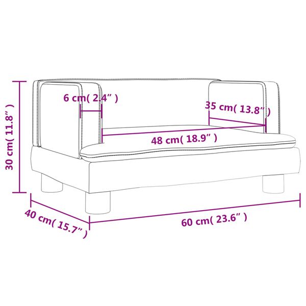 vidaXL Καναπές Παιδικός Σκούρο Γκρι 60 x 40 x 30 εκ. από Βελούδο