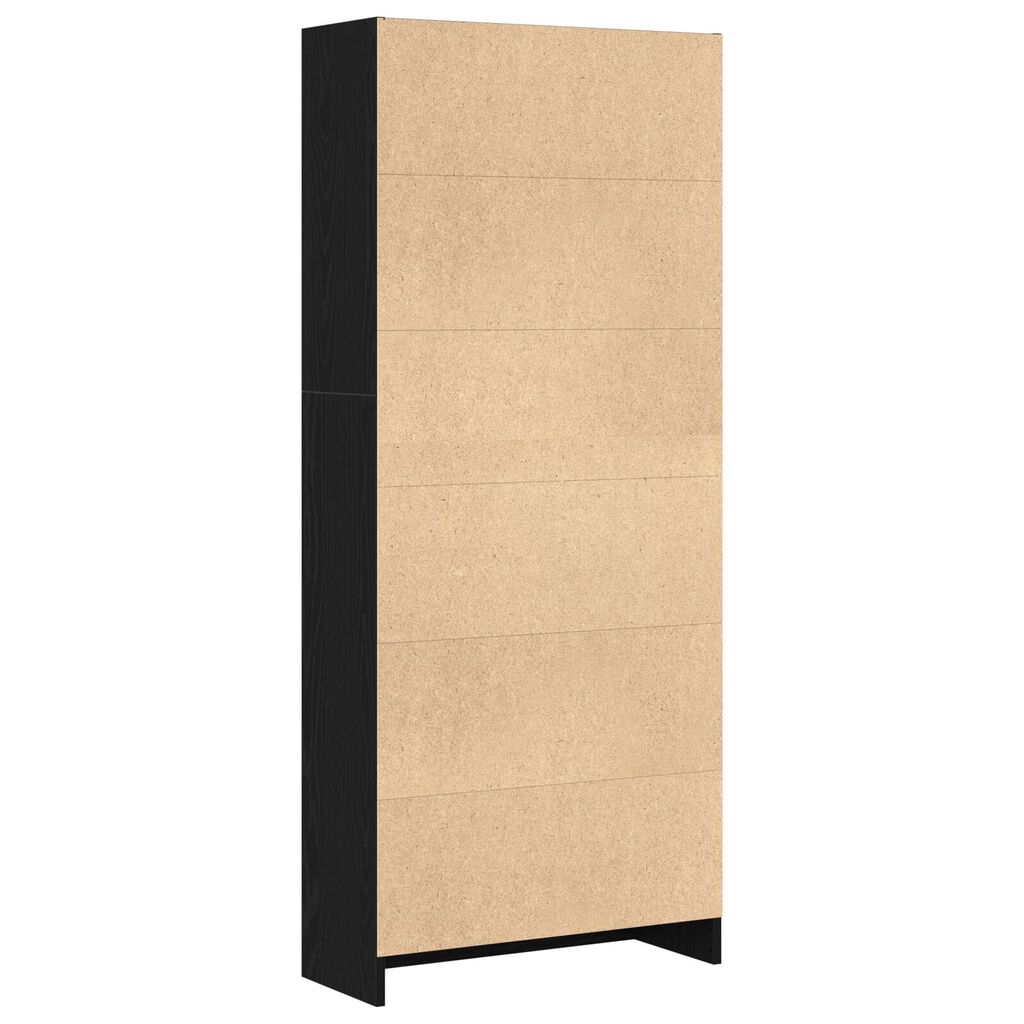 vidaXL Μαύρη Δρύινη Βιβλιοθήκη - 60 x 24 x 143 εκ - Κατασκευασμένη από Επεξεργασμένο Ξύλο