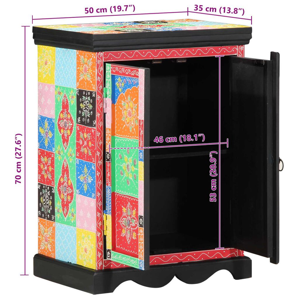 vidaXL Τραπέζι κονσόλας Πολύχρωμο 50 x 30 x 75 εκ Μασίφ ξύλο μάνγκο