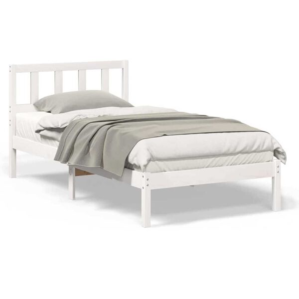 vidaXL Σκελετός Κρεβατιού Λευκό 90 x 190 cm Μασίφ ξύλο πεύκου