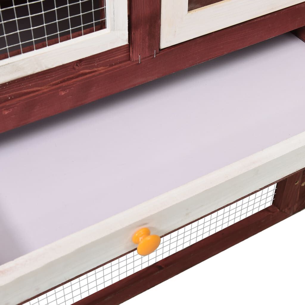 vidaXL Κλουβί Κουνελιών Μόκα/Λευκό 140x63x120 εκ. Μασίφ Ξύλο Ελάτης