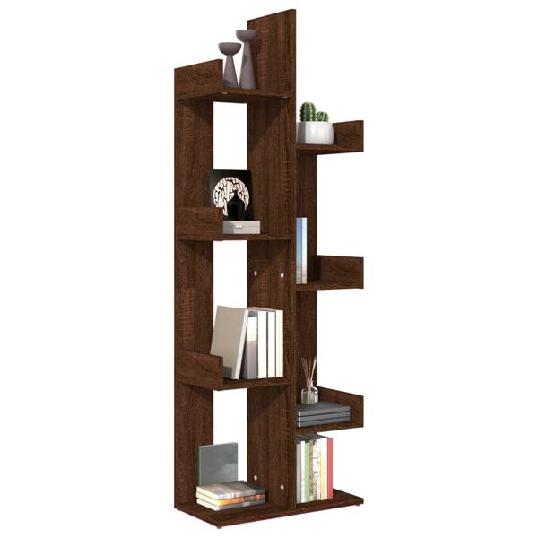 vidaXL Βιβλιοθήκη Καφέ Δρυς 48 x 25,5 x 140 εκ. από Επεξεργασμένο Ξύλο