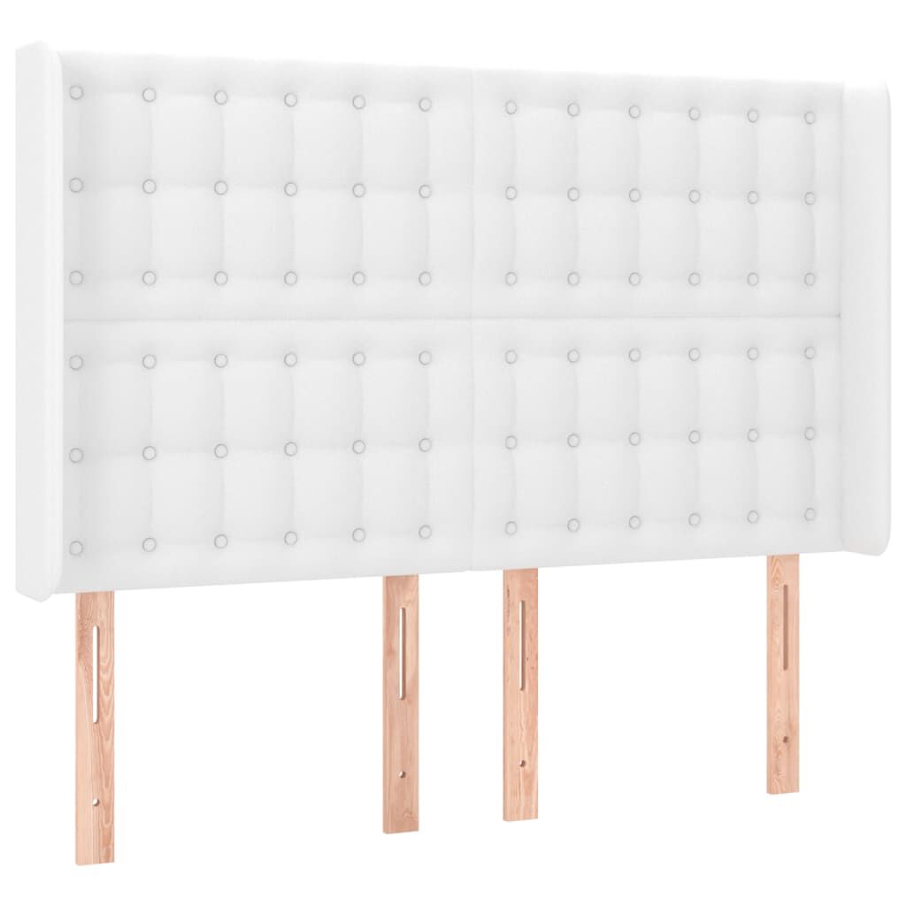 vidaXL Κρεβάτι Boxspring με Στρώμα & LED Λευκό 140x190 εκ. Συνθ. Δέρμα