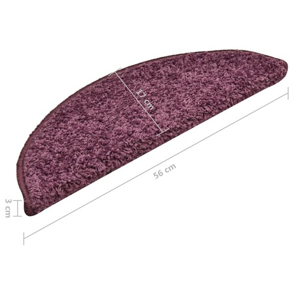 vidaXL Πατάκια Σκάλας Μοκέτα 15 τεμ. Σκούρο Μοβ 56 x 17 x 3 εκ.