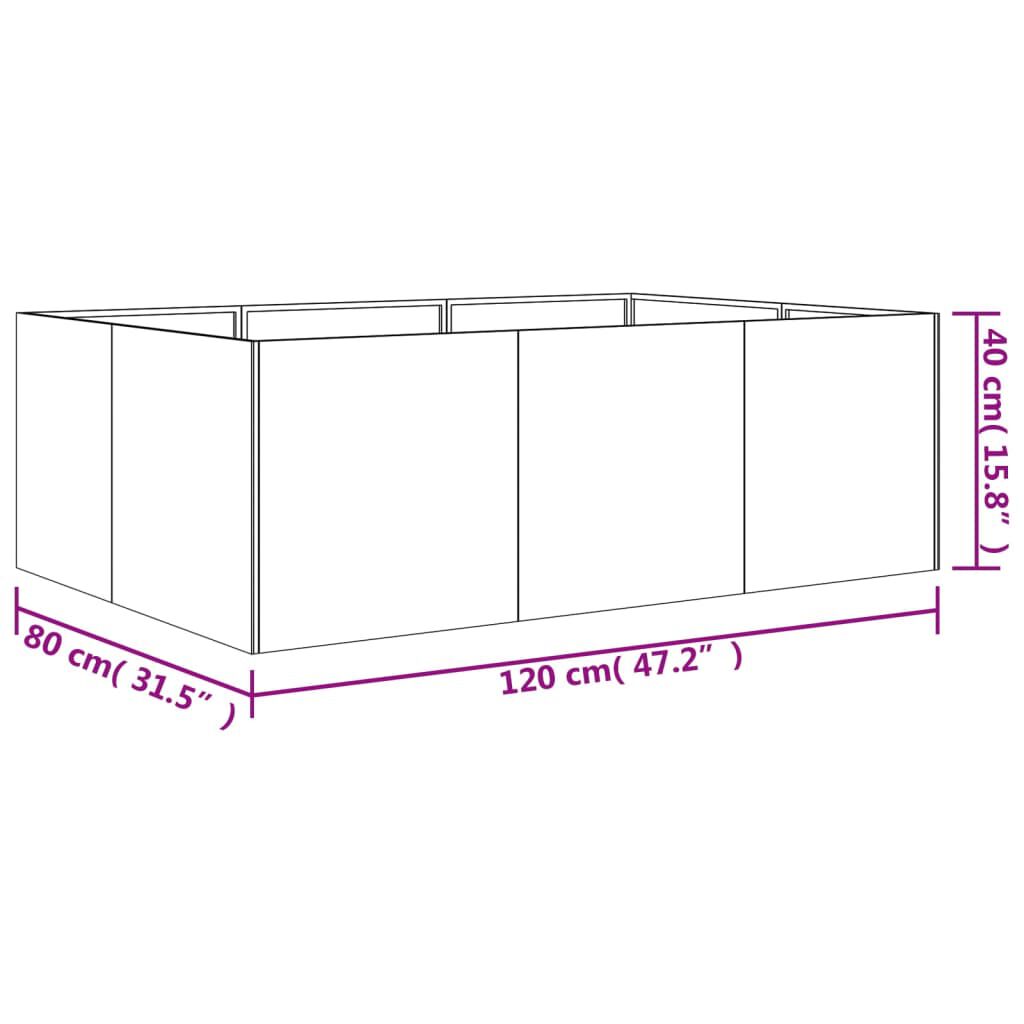 vidaXL Ζαρντινιέρα 120 x 80 x 40 εκ. από Ατσάλι Σκληρυθέν στον Αέρα