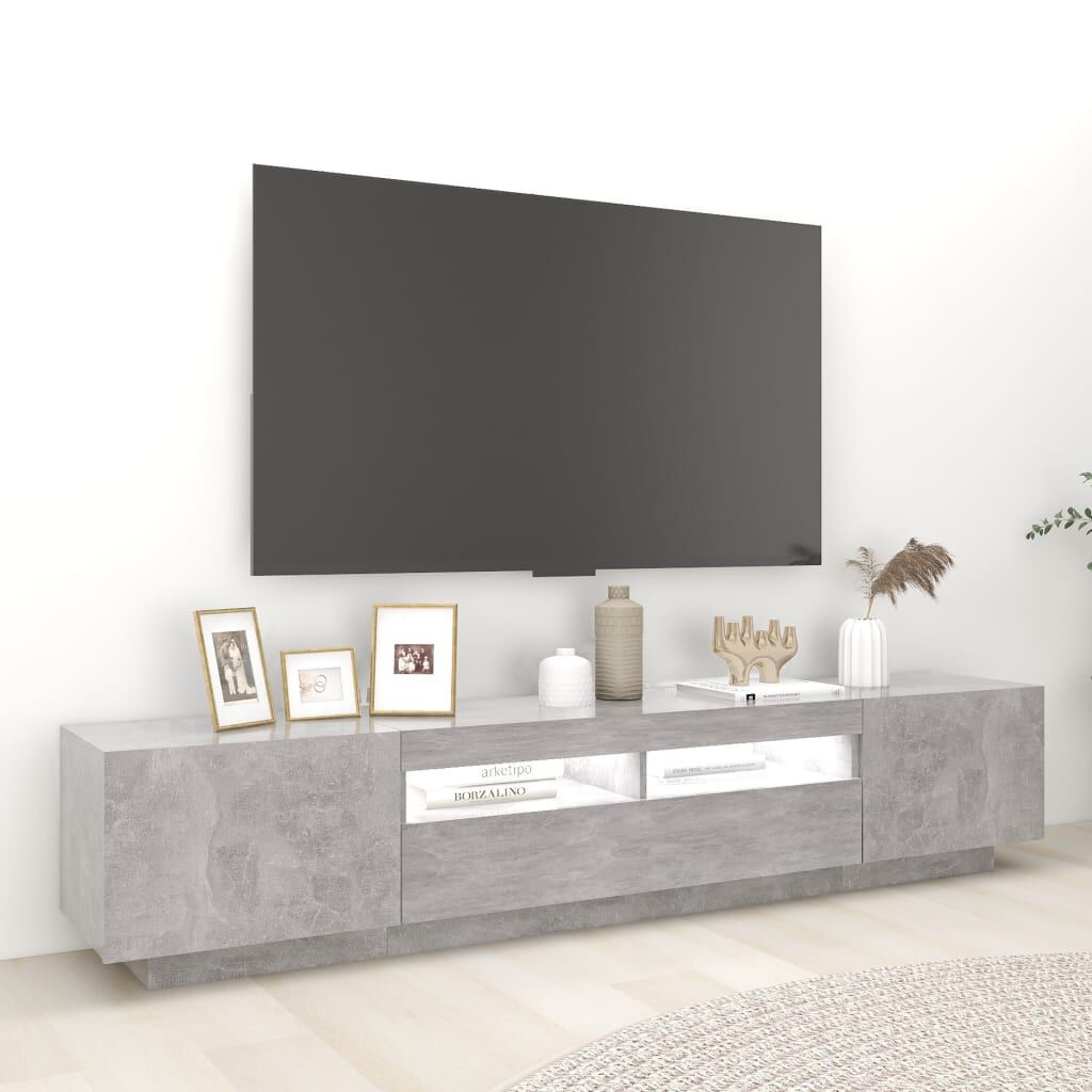 vidaXL Έπιπλο Τηλεόρασης με LED Γκρι Σκυροδέματος 200 x 35 x 40 εκ.