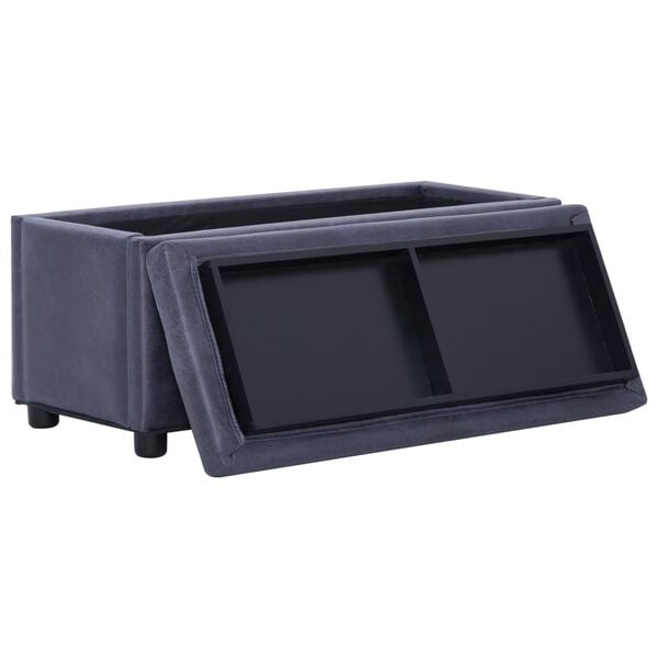 vidaXL Ταμπουρέ με Αποθηκευτικό Χώρο Γκρι 87,5 εκ. Συνθετικό Καστόρι