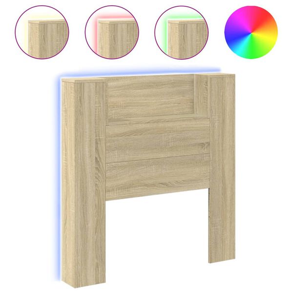 vidaXL Κεφαλάρι με Αποθηκ. Χώρο & LED Sonoma Δρυς 100x16,5x103,5 εκ.