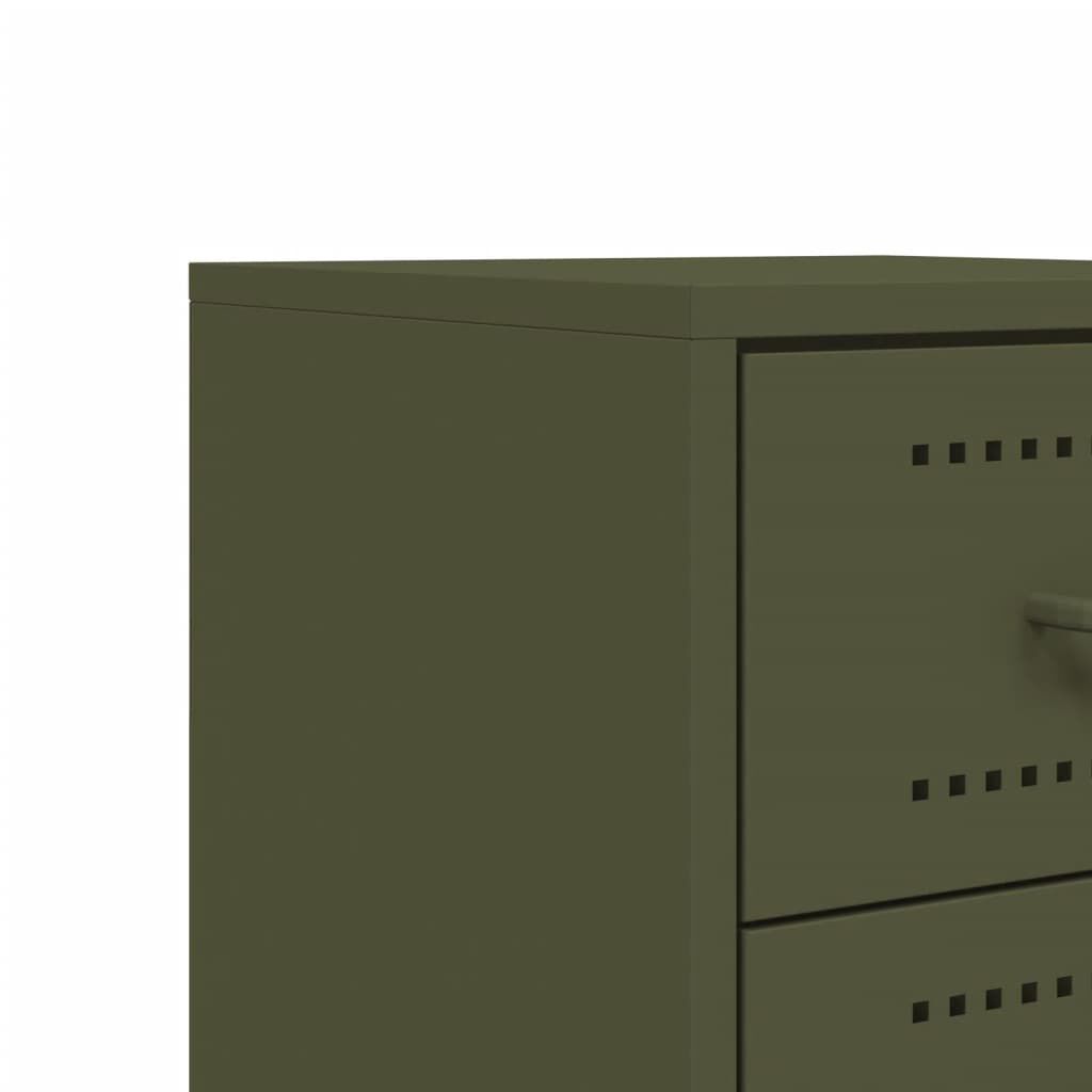 vidaXL Κομοδίνο Πράσινο Λαδί 36x39x60,5 εκ. από Χάλυβα