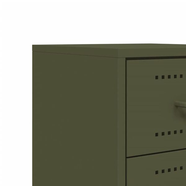 vidaXL Κομοδίνο Πράσινο Λαδί 36x39x60,5 εκ. από Χάλυβα